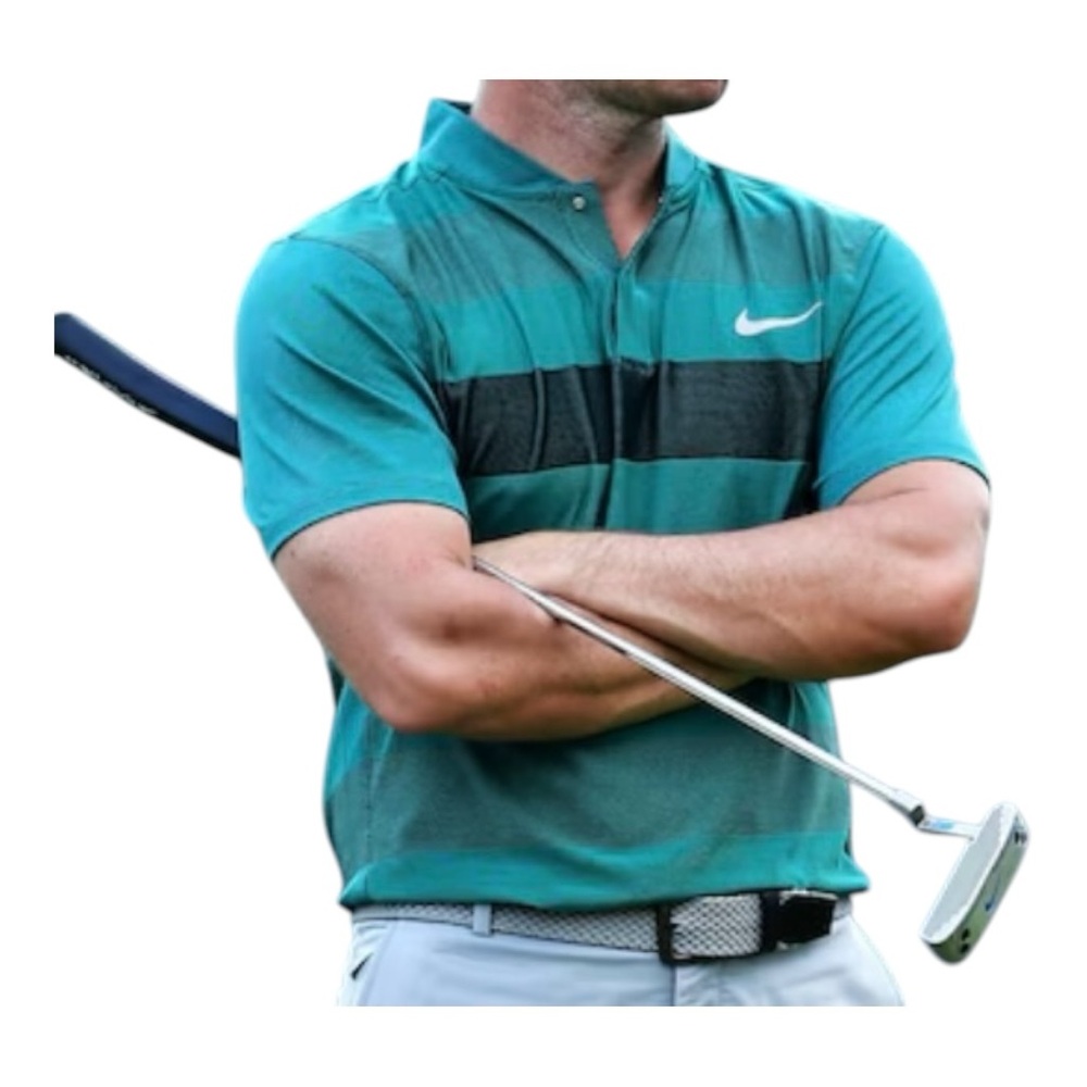 Nike Teal and Black Men's Polo Shirt